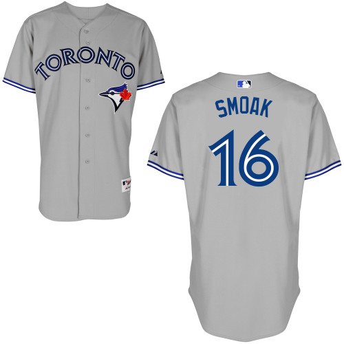 Justin Smoak #16 mlb Jersey-Toronto Blue Jays Women's Authentic Road Gray Cool Base Baseball Jersey